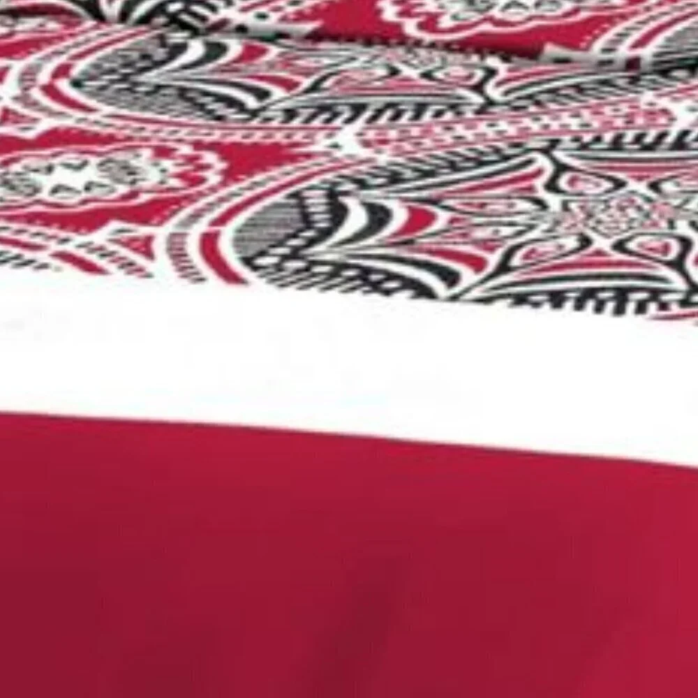 Royal Bamboo King Duvet Cover Set 6 pc Set Red and White print